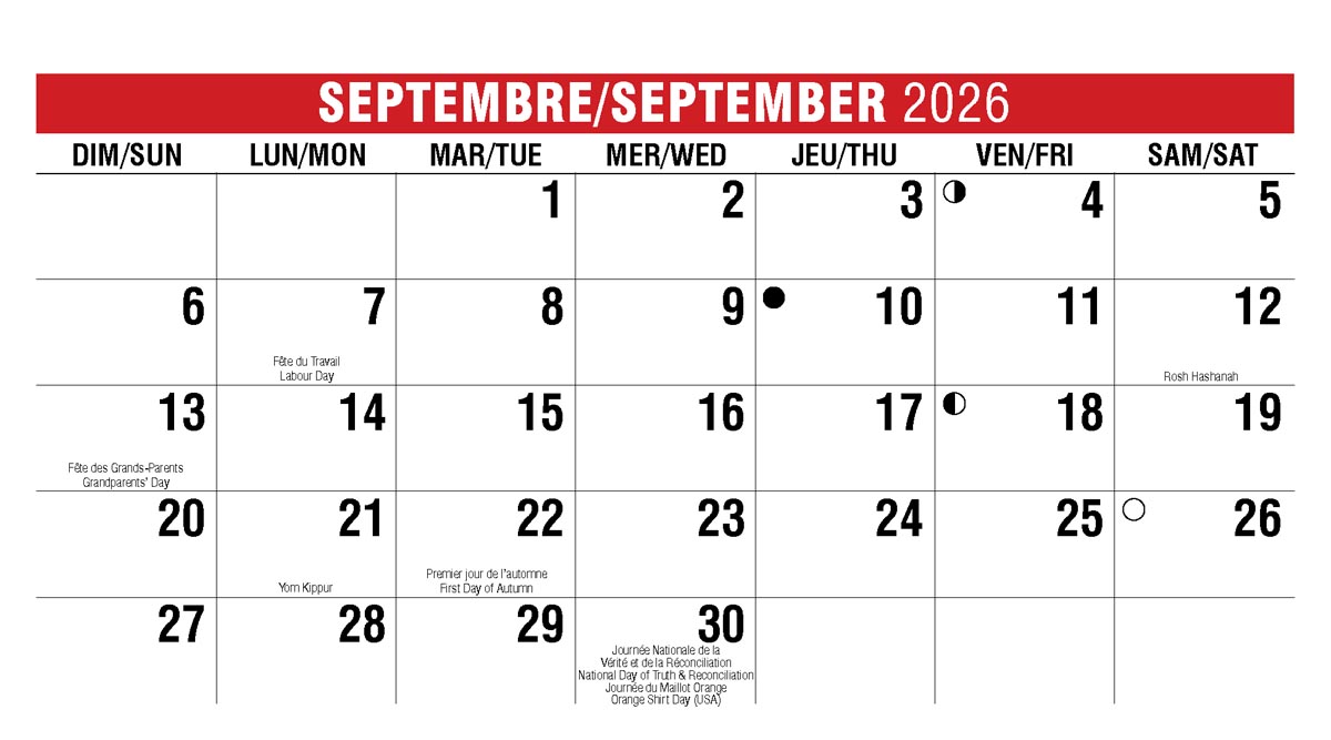 Galleria Canadian Scenes( ENG/Fr) Promotional Desk Calendar- 2026